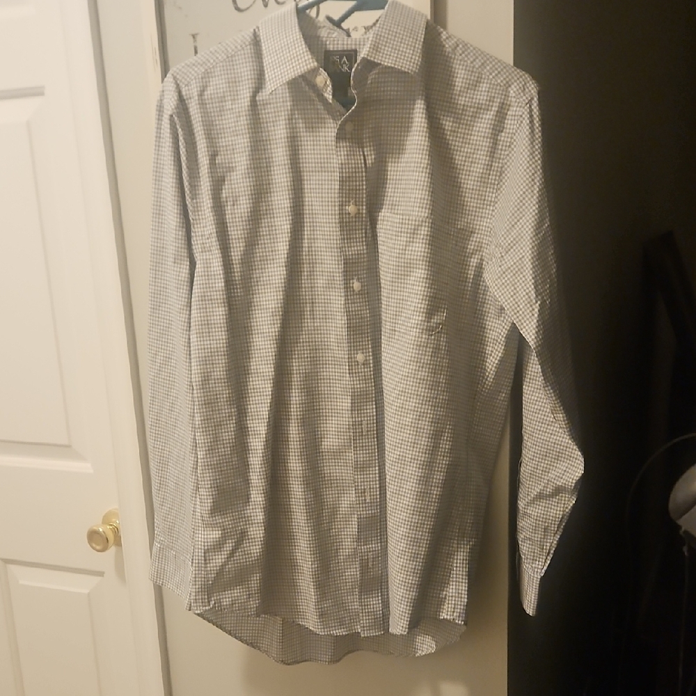 Jos. A. Bank Men's Black and White‎ Checkered Dress Shirt